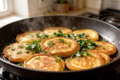 Овсяные оладьи с зеленью, сыром и чесночным соусом: идеальный летний завтрак. Сытные и полезные