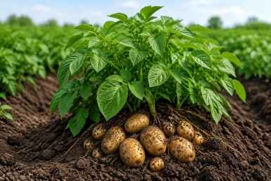 Поливаю картофель в период бутонизации Сгенерировано ИИ