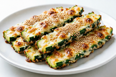 Кабачки, запечённые в сырно-кунжутной панировке - готовятся без масла. Фигуре не повредят