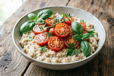 Готовлю овсянку с помидором, сыром и травами — вкуснее омлета, и никаких лишних калорий с утра