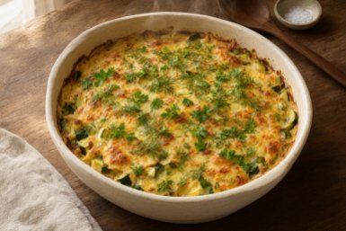 Легкая запеканка из кабачков под сырной корочкой - нежная и ароматная