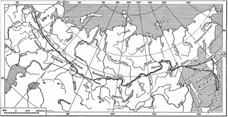 Маршрут экспедиции Евреинова — Лужина