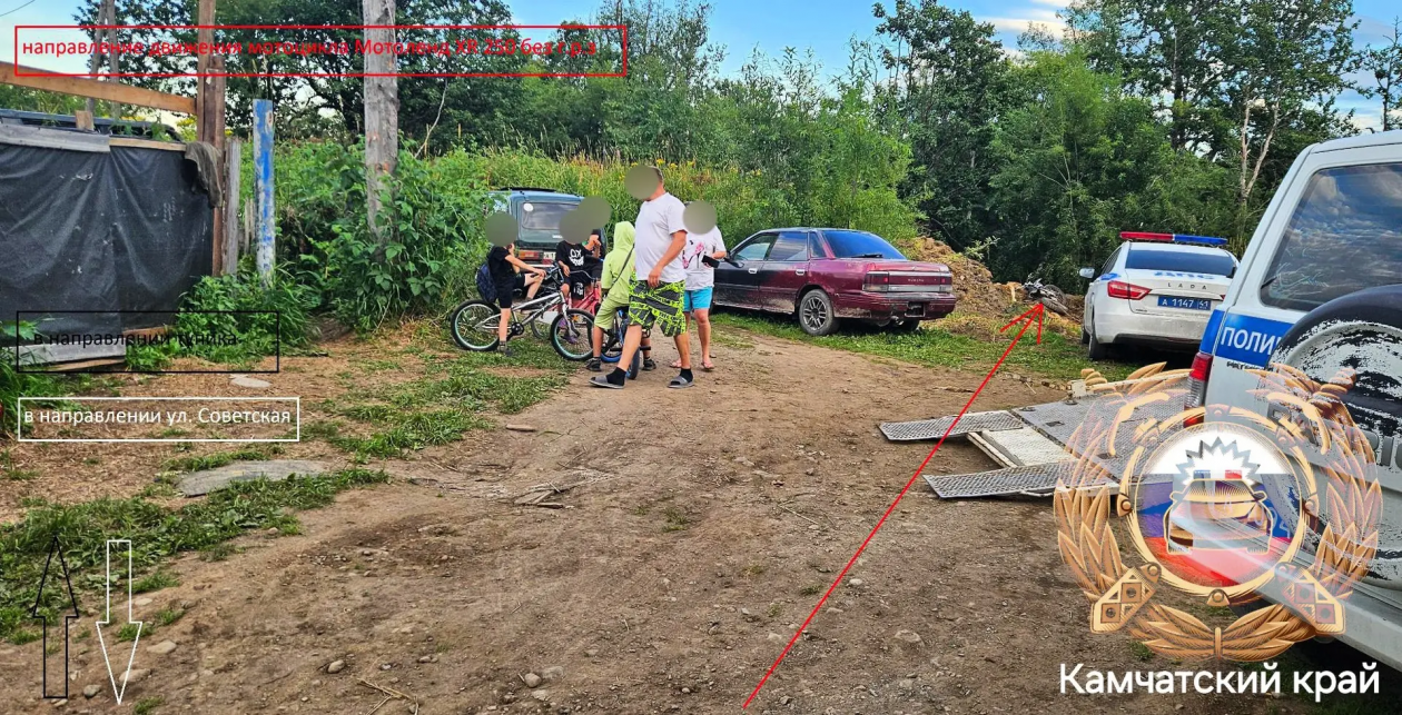 Место падения мотоцикла